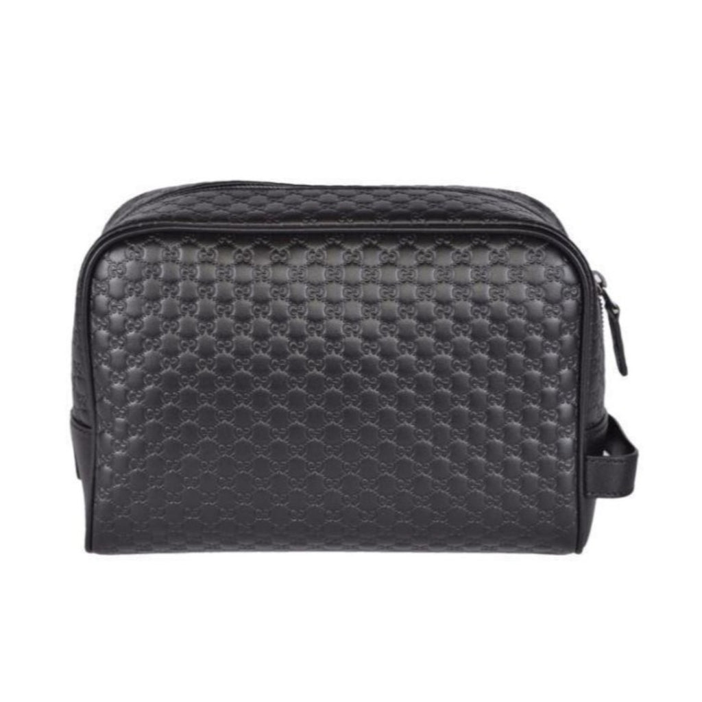 Gucci Black Leather Guccissima Toiletry Bag Default Title