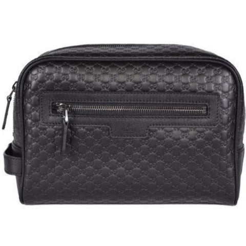 Gucci Men's Microguccissima Black Toiletry Bag Gucci Men's 419775 Leather Micro GG travel case kit at_Queen_Bee_of_Beverly_Hills