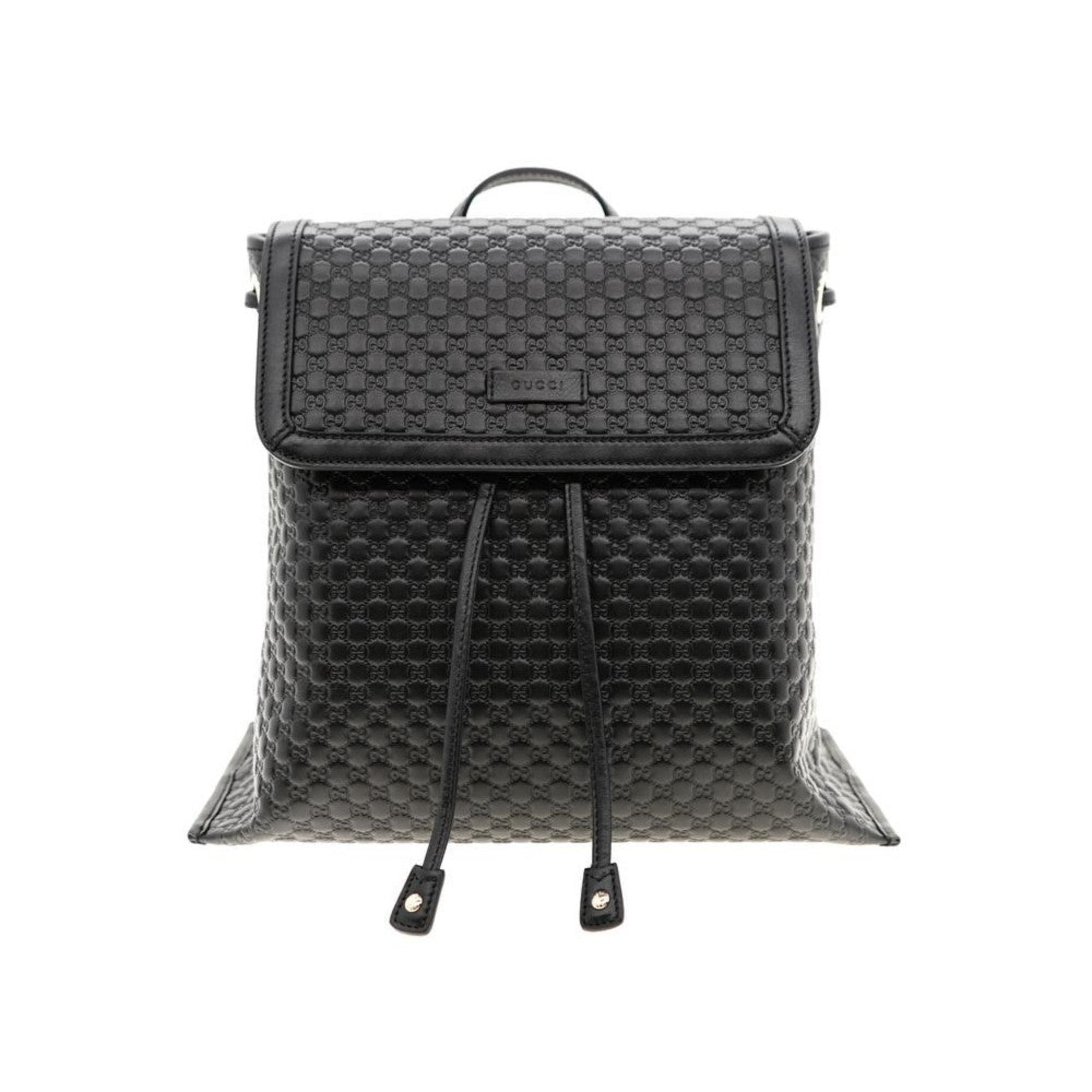Gucci Microguccisima Black Leather Drawstring Backpack 607993 at_Queen_Bee_of_Beverly_Hills