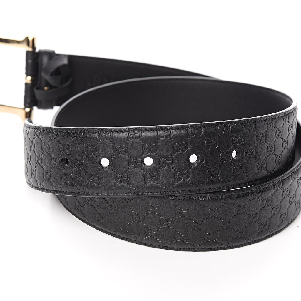 Gucci Microguccissima Black Leather Gold Buckle Belt 95/38 449716 at_Queen_Bee_of_Beverly_Hills