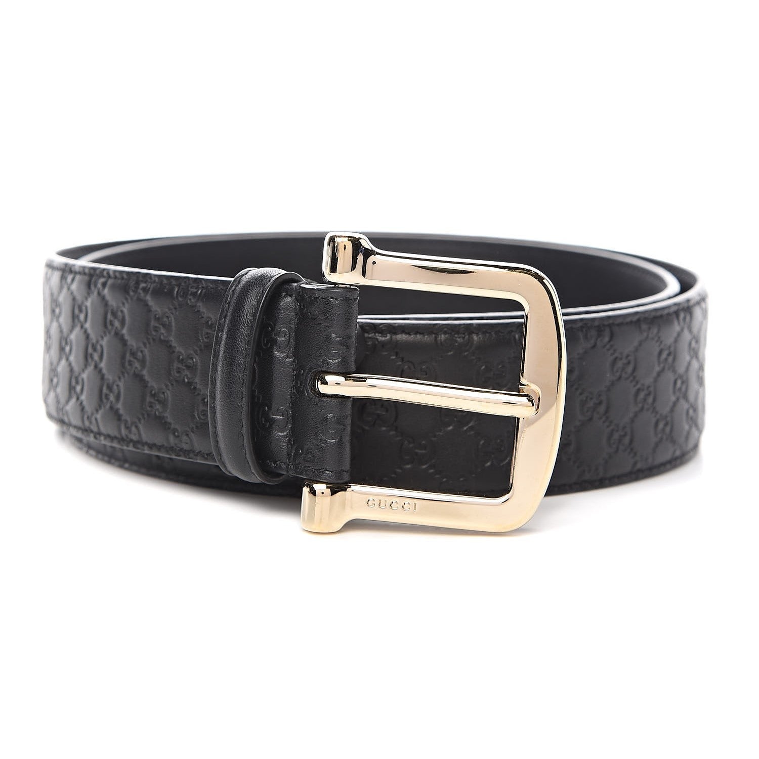 Gucci Microguccissima Black Leather Gold Buckle Belt 95/38 449716 at_Queen_Bee_of_Beverly_Hills