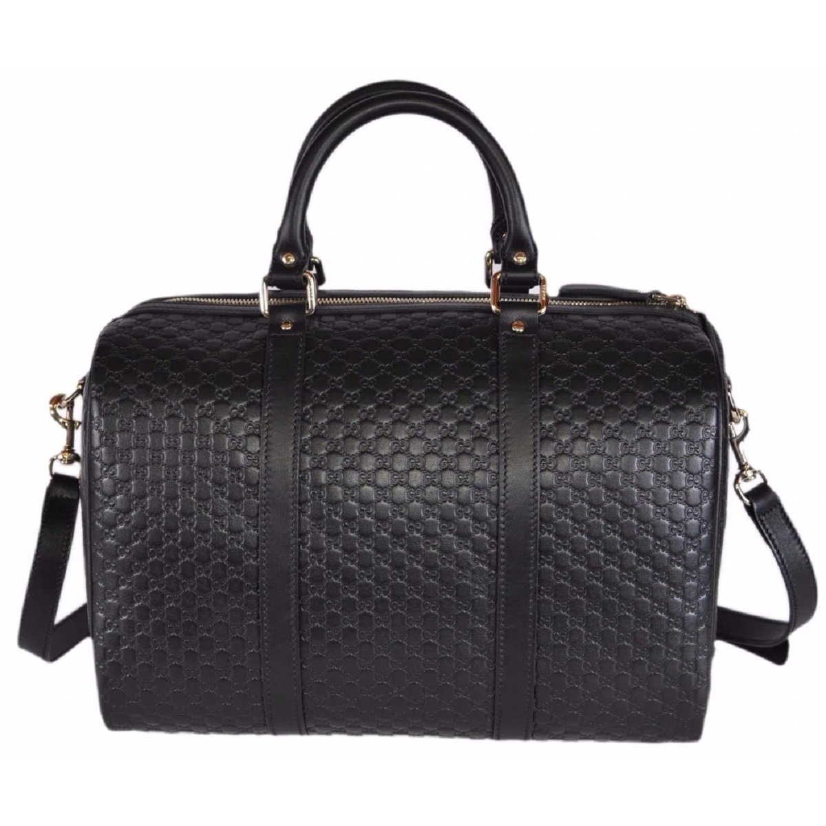 Gucci Microguccissima GG Black Leather Embossed Boston Bag available at Queen Bee of Beverly Hills