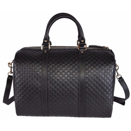 Gucci Microguccissima GG Black Leather Embossed Boston Bag available at Queen Bee of Beverly Hills