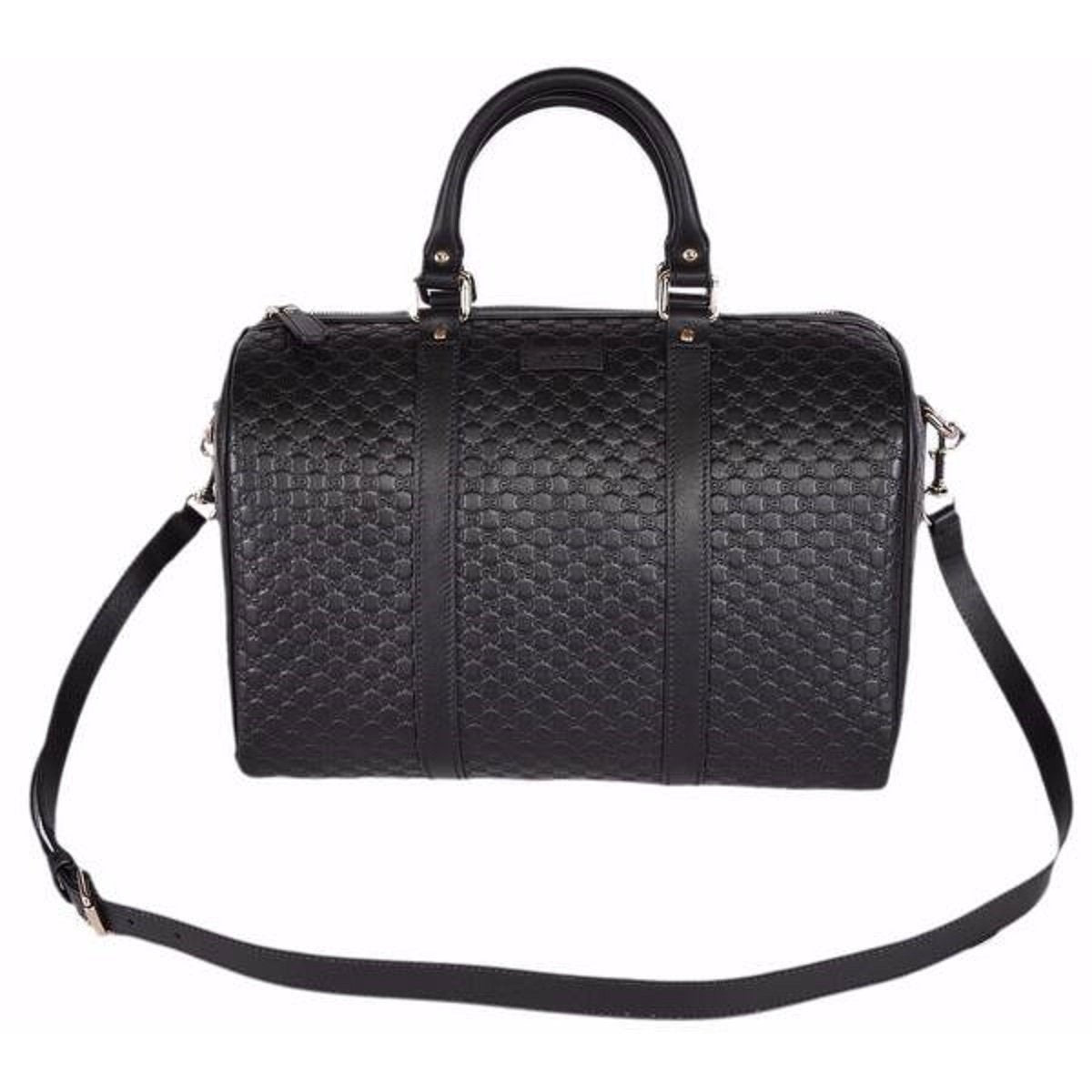Gucci Microguccissima GG Black Leather Embossed Boston Bag available at Queen Bee of Beverly Hills