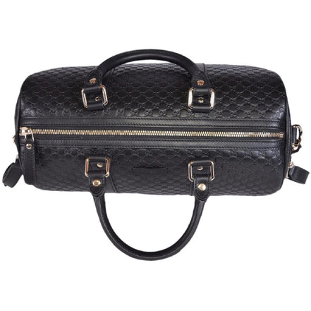 Gucci Microguccissima GG Black Leather Embossed Boston Bag available at Queen Bee of Beverly Hills