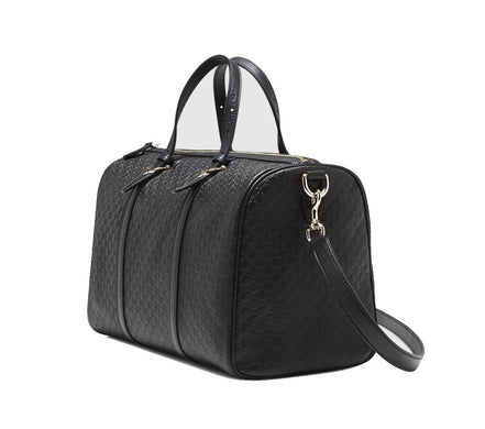 Gucci Microguccissima GG Black Leather Embossed Boston Bag available at Queen Bee of Beverly Hills