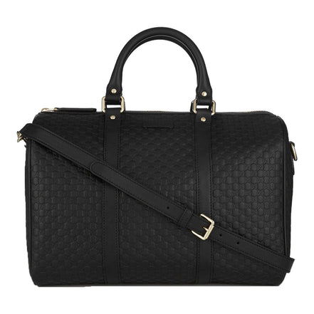 Gucci Microguccissima GG Black Leather Embossed Boston Bag available at Queen Bee of Beverly Hills