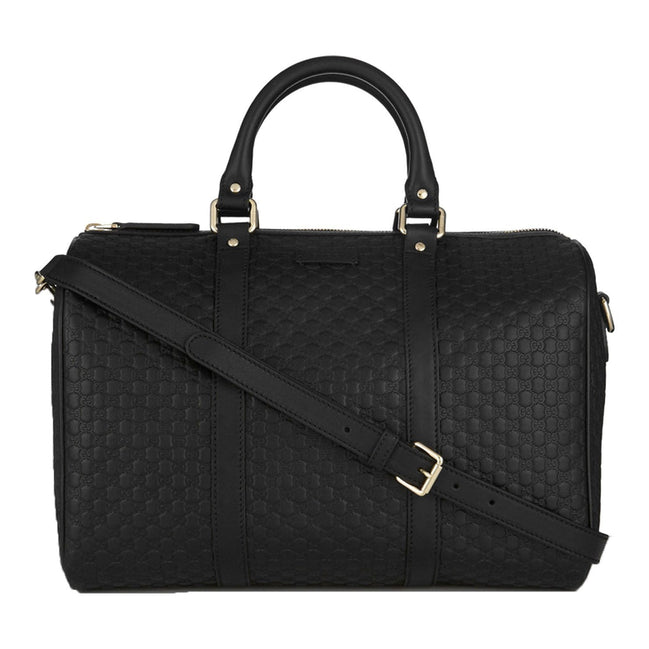 Gucci Microguccissima GG Black Leather Embossed Boston Bag available at Queen Bee of Beverly Hills