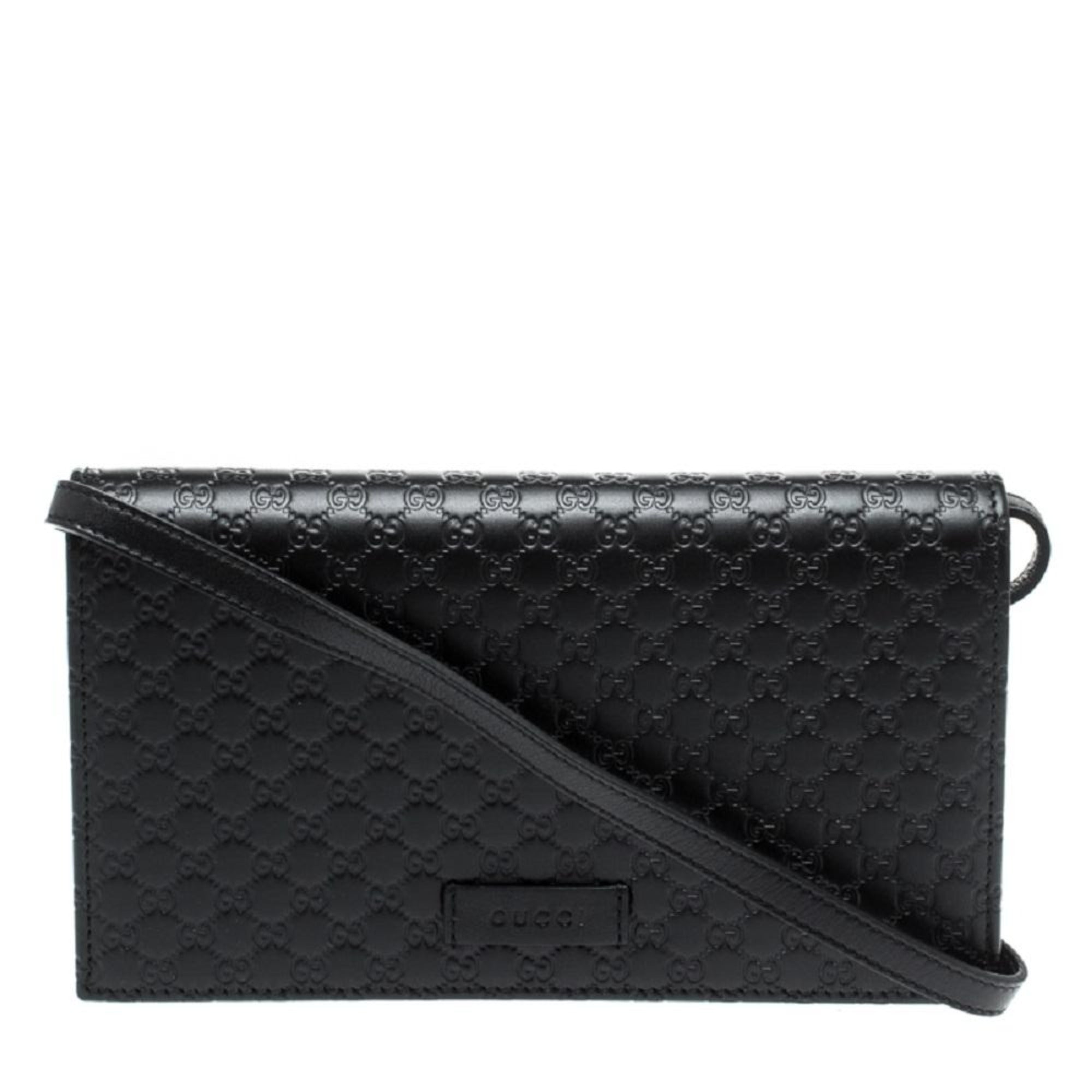 Gucci Microguccissima GG Logo Black Leather Wallet Crossbody Handbag available at Queen Bee of Beverly Hills