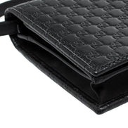 Gucci Microguccissima GG Logo Black Leather Wallet Crossbody Handbag available at Queen Bee of Beverly Hills