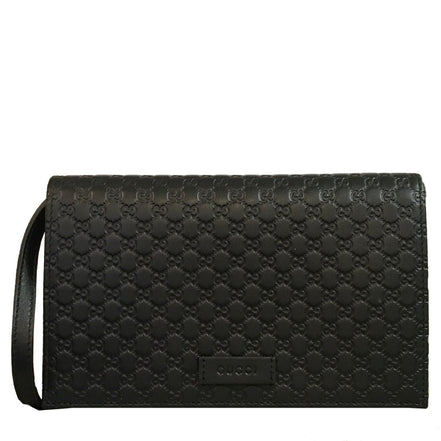 Gucci Microguccissima GG Logo Black Leather Wallet Crossbody Handbag available at Queen Bee of Beverly Hills