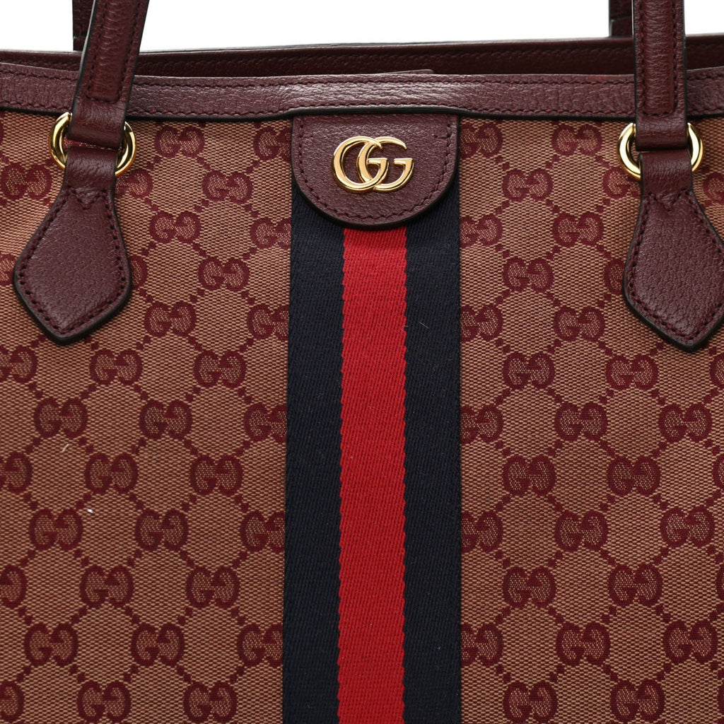 GUCCI GG Supreme Monogram Medium Ophidia Shopping Tote Brown