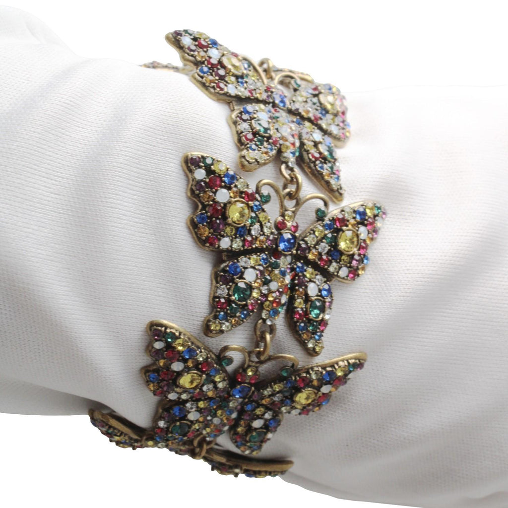 Gucci Multicolor Crystals Butterfly Chain Bracelet 558260 at_Queen_Bee_of_Beverly_Hills