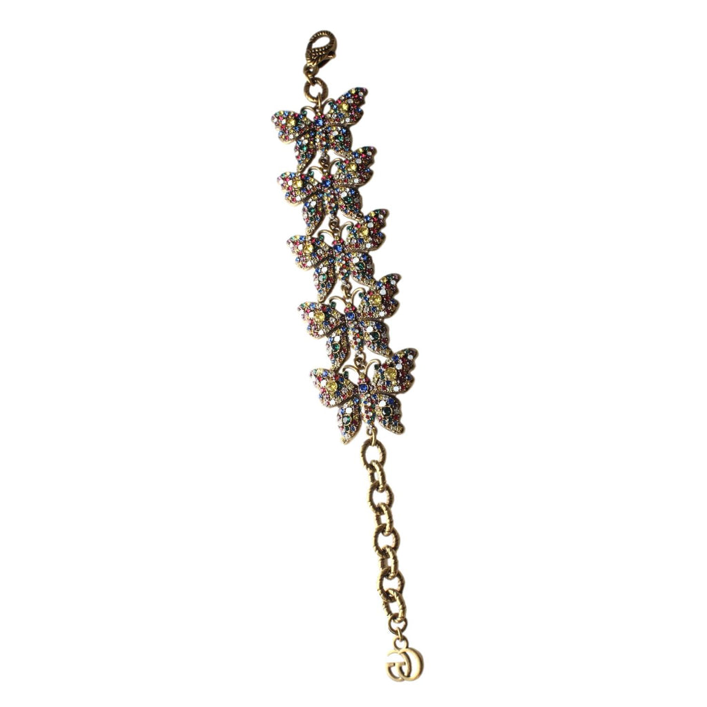 Gucci Multicolor Crystals Butterfly Chain Bracelet 558260 at_Queen_Bee_of_Beverly_Hills