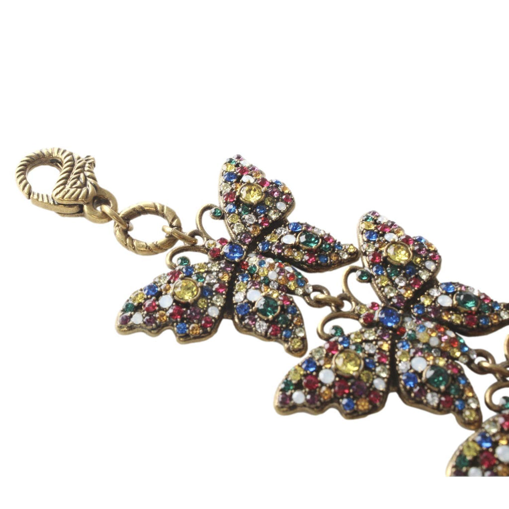 Gucci Multicolor Crystals Butterfly Chain Bracelet 558260 at_Queen_Bee_of_Beverly_Hills