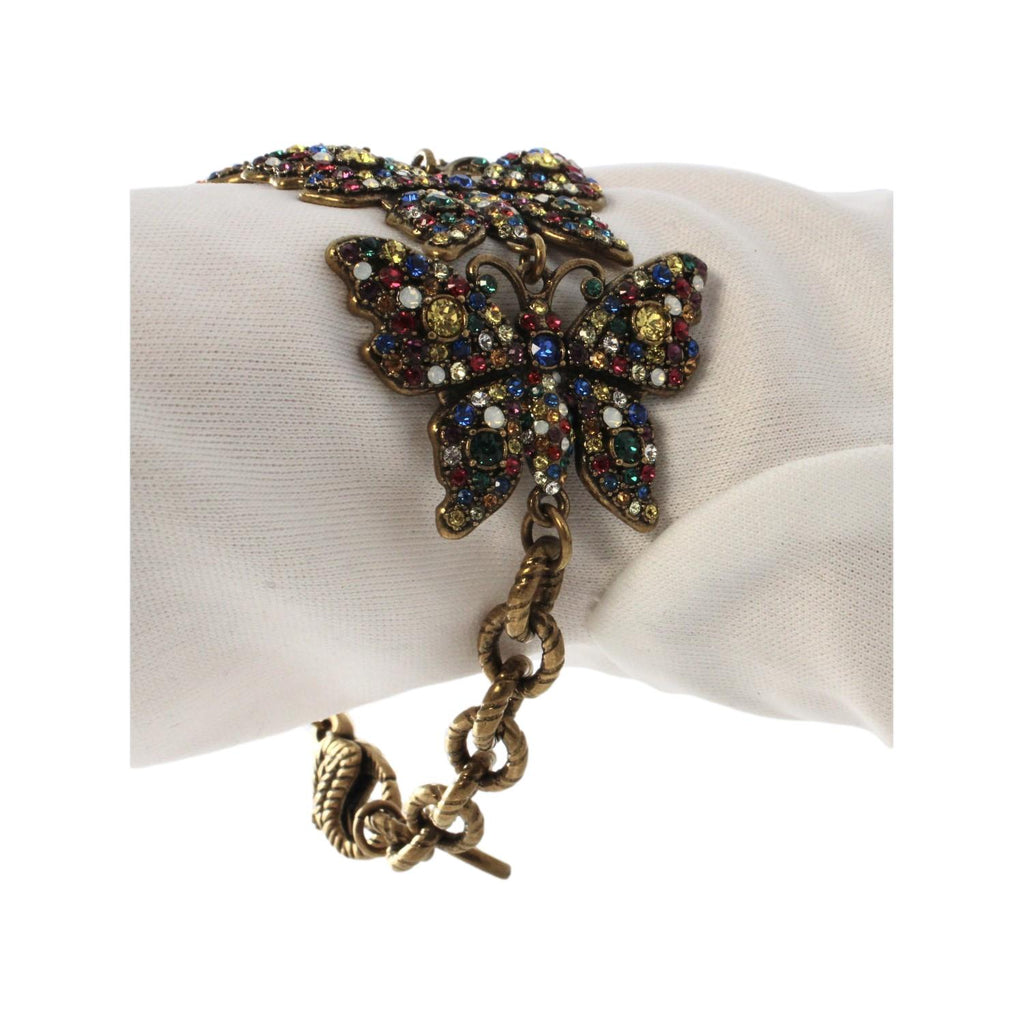 Gucci Multicolor Crystals Butterfly Chain Bracelet 558260 at_Queen_Bee_of_Beverly_Hills