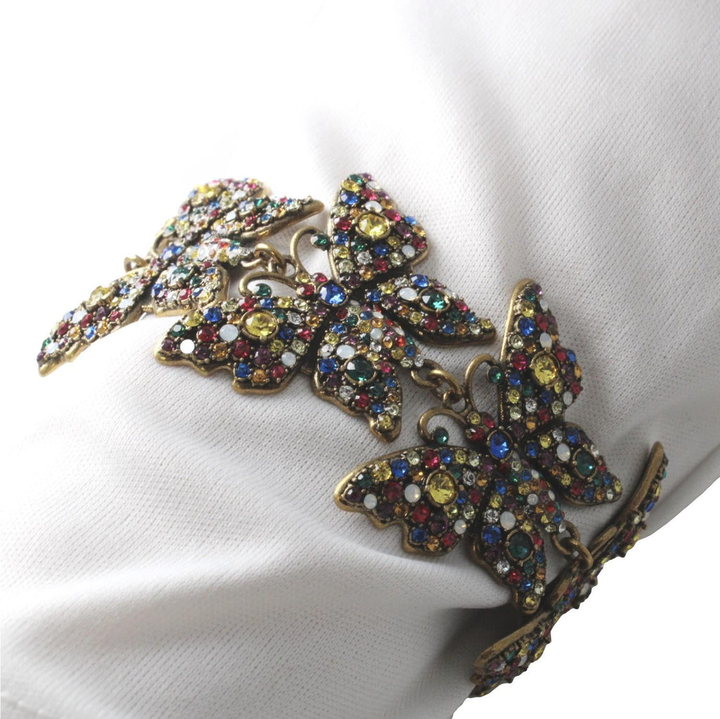 Gucci Multicolor Crystals Butterfly Chain Bracelet 558260 at_Queen_Bee_of_Beverly_Hills