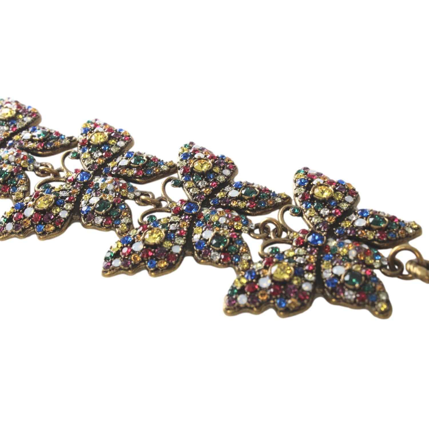 Gucci Multicolor Crystals Butterfly Chain Bracelet 558260 at_Queen_Bee_of_Beverly_Hills