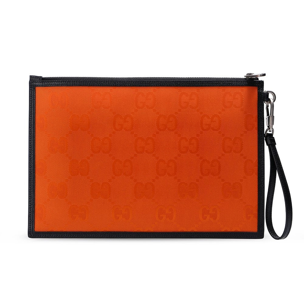 Gucci Off The Grid Orange Econyl Pouch Wristlet Clutch Bag 625598 at_Queen_Bee_of_Beverly_Hills