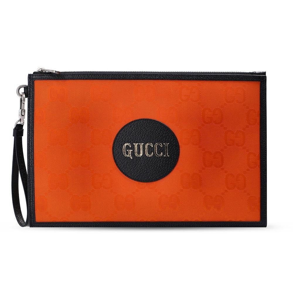 Gucci Off The Grid Orange Econyl Pouch Wristlet Clutch Bag 625598 at_Queen_Bee_of_Beverly_Hills