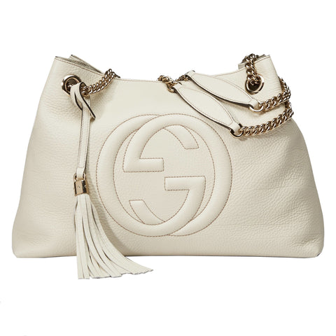 Gucci Off- White Soho GG Leather Chain Shoulder Bag 308982 at_Queen_Bee_of_Beverly_Hills