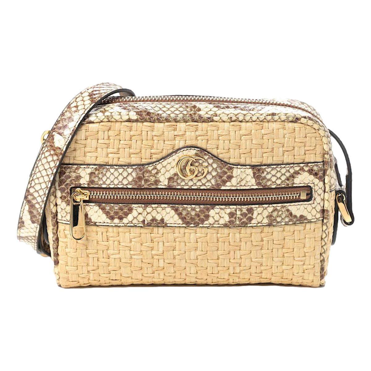 Gucci Ophidia Mini Bag Raffia Watersnake Shoulder Bag Beige 574493 at_Queen_Bee_of_Beverly_Hills