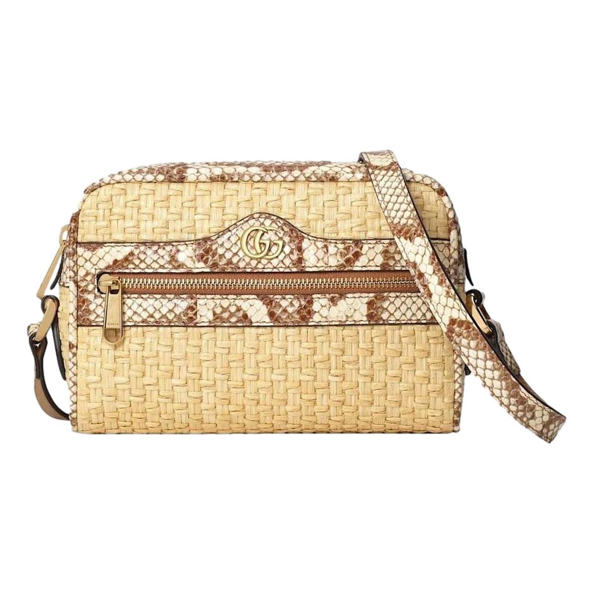 Gucci Ophidia Mini Bag Raffia Watersnake Shoulder Bag Beige 574493 at_Queen_Bee_of_Beverly_Hills