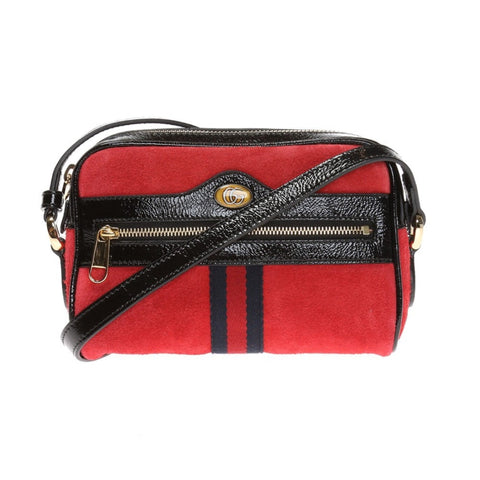 Gucci Ophidia Red Suede Patent Web Mini Shoulder Bag 517350 at_Queen_Bee_of_Beverly_Hills