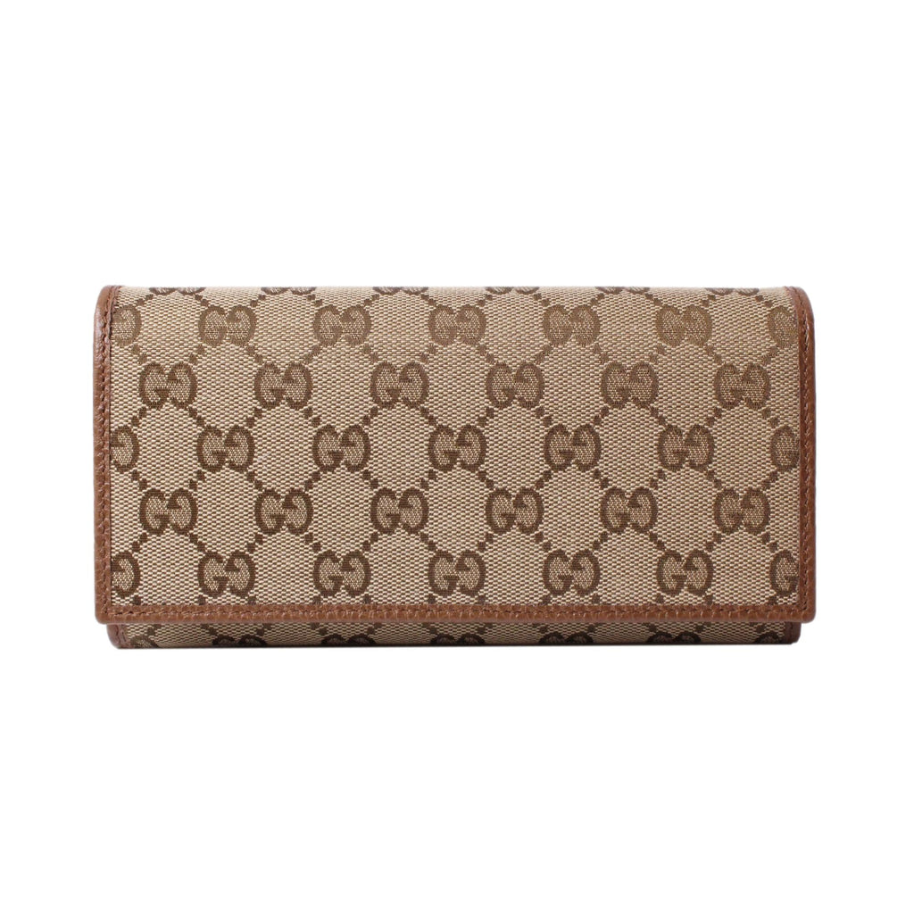 Gucci Original Beige GG Canvas Brown Leather Trim Long Wallet – Queen Bee  of Beverly Hills