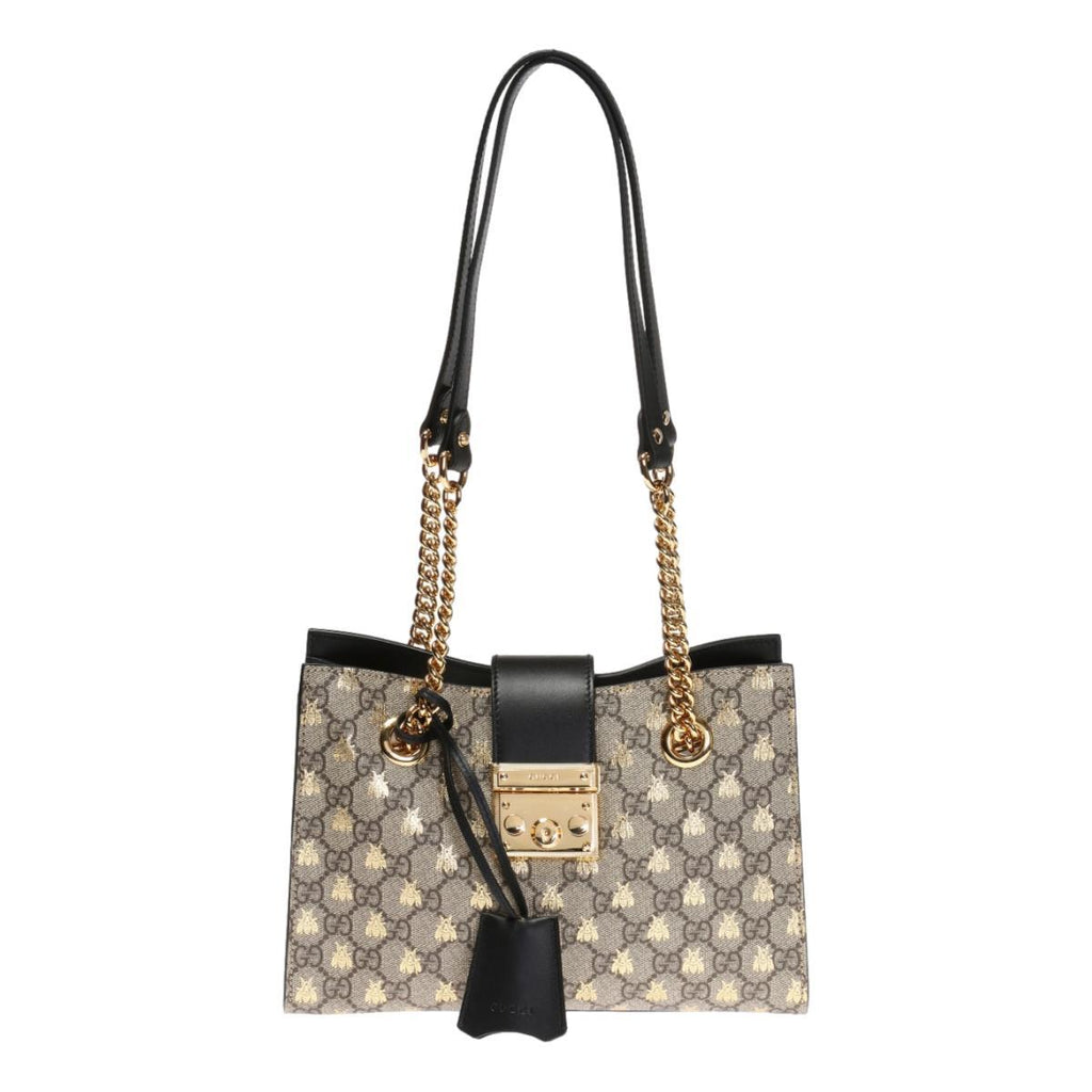 Gucci Padlock Small GG Bees Shoulder Bag 498156 at_Queen_Bee_of_Beverly_Hills