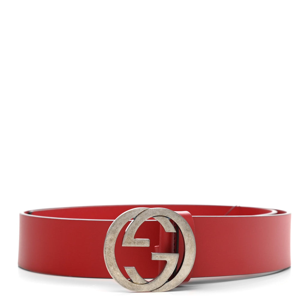 Gucci Rosso Red Leather Interlocking GG Buckle 95/38 – Queen Bee of Hills