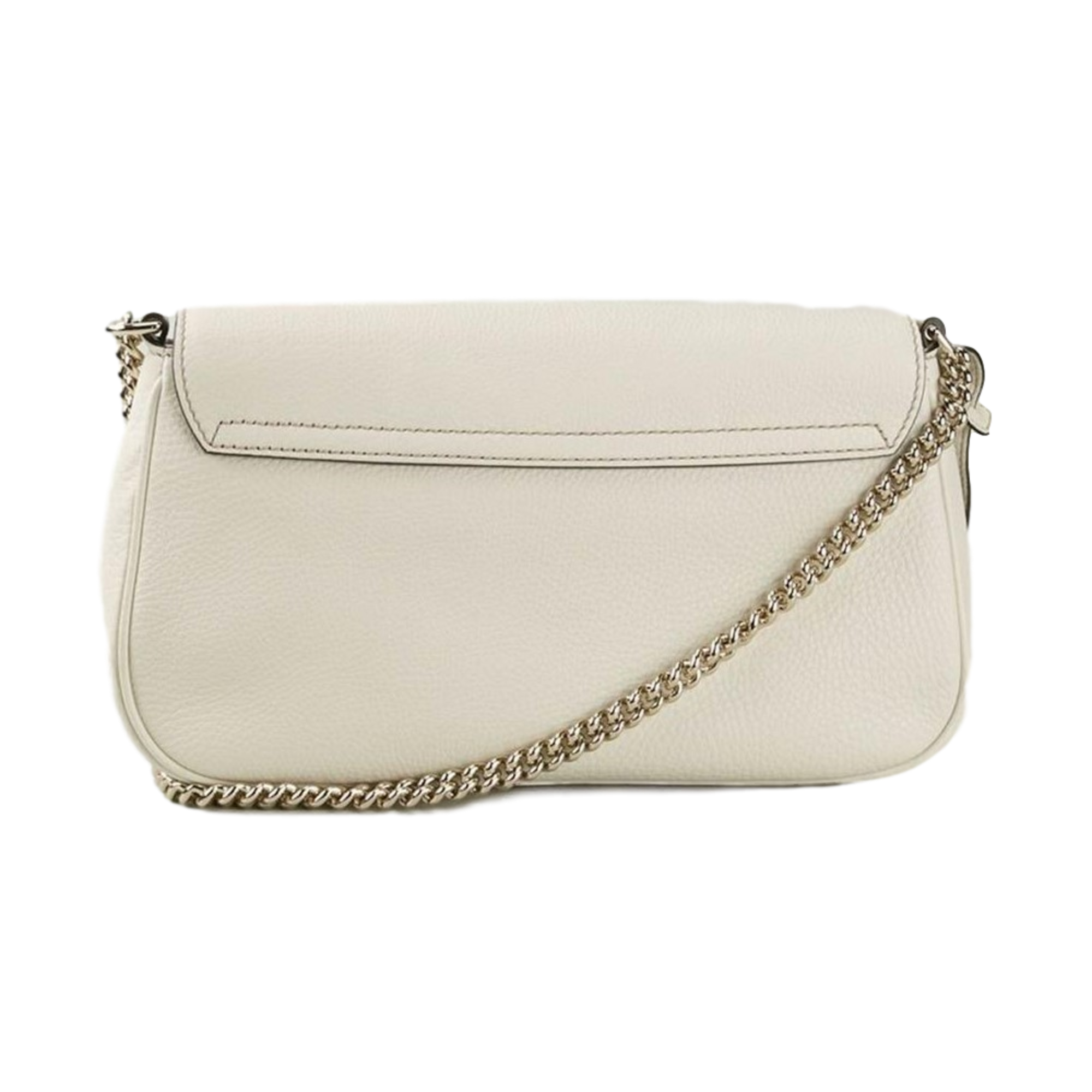 Gucci Soho Disco Crossbody Flap Ivory Signature Collection Gold Chain available at Queen Bee of Beverly Hills