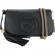Gucci Soho Disco GG Black Calf Leather Tassel Chain Crossbody Bag available at Queen Bee of Beverly Hills