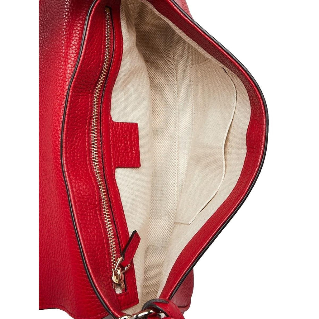$1000 Gucci GG Logo Red Pebbled Leather Soho Disco Mini Chain