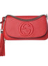 Gucci Soho Disco GG Tassel Chain Crossbody Flap Leather Bag Red available at Queen Bee of Beverly Hills