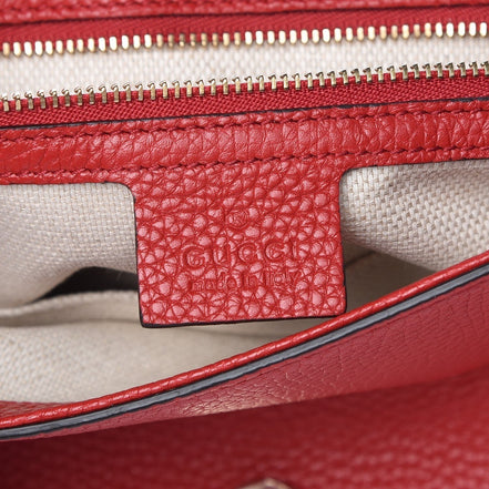 Gucci Soho Disco GG Tassel Chain Crossbody Flap Leather Bag Red available at Queen Bee of Beverly Hills