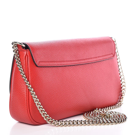 Gucci Soho Disco GG Tassel Chain Crossbody Flap Leather Bag Red available at Queen Bee of Beverly Hills