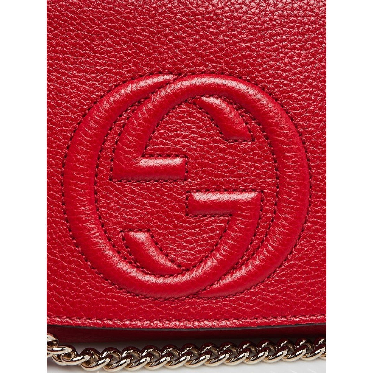 Gucci Soho Disco GG Tassel Chain Crossbody Flap Leather Bag Red available at Queen Bee of Beverly Hills