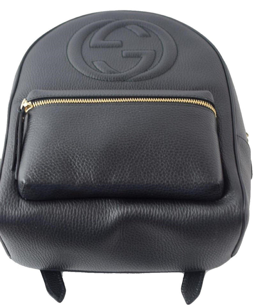 Gucci Black Pebbled Leather Soho Chain Backpack Bag - Yoogi's Closet