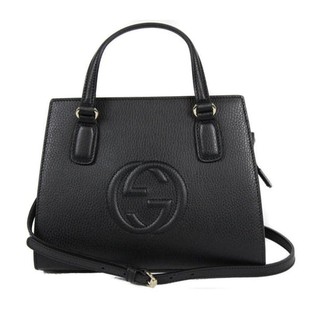 Gucci Soho Leather Structured Small Tote Crossbody Bag Black available at Queen Bee of Beverly Hills