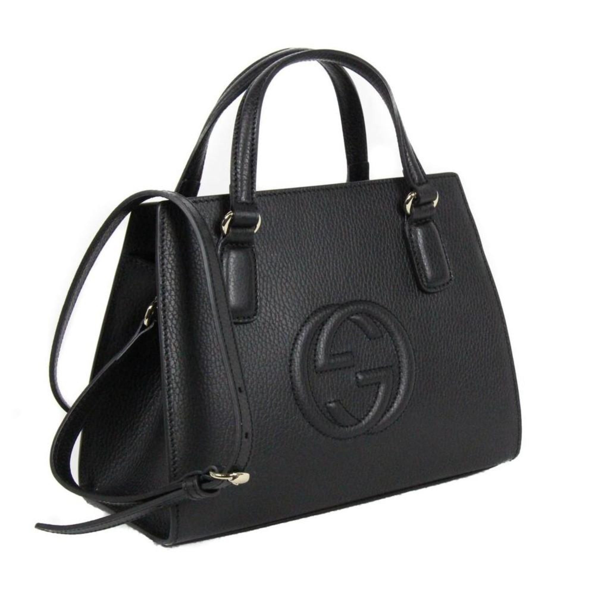 Gucci Soho Leather Structured Small Tote Crossbody Bag Black available at Queen Bee of Beverly Hills