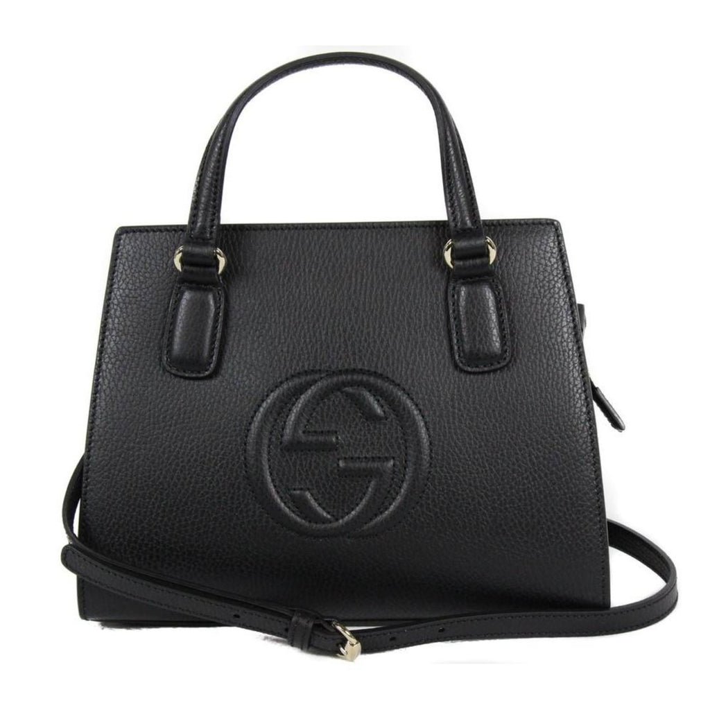 Gucci Soho Leather Tote Crossbody Bag Black – Queen Bee of Beverly