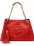 Gucci Soho Red Cellarius GG Logo Leather Chain Tote Bag available at Queen Bee of Beverly Hills