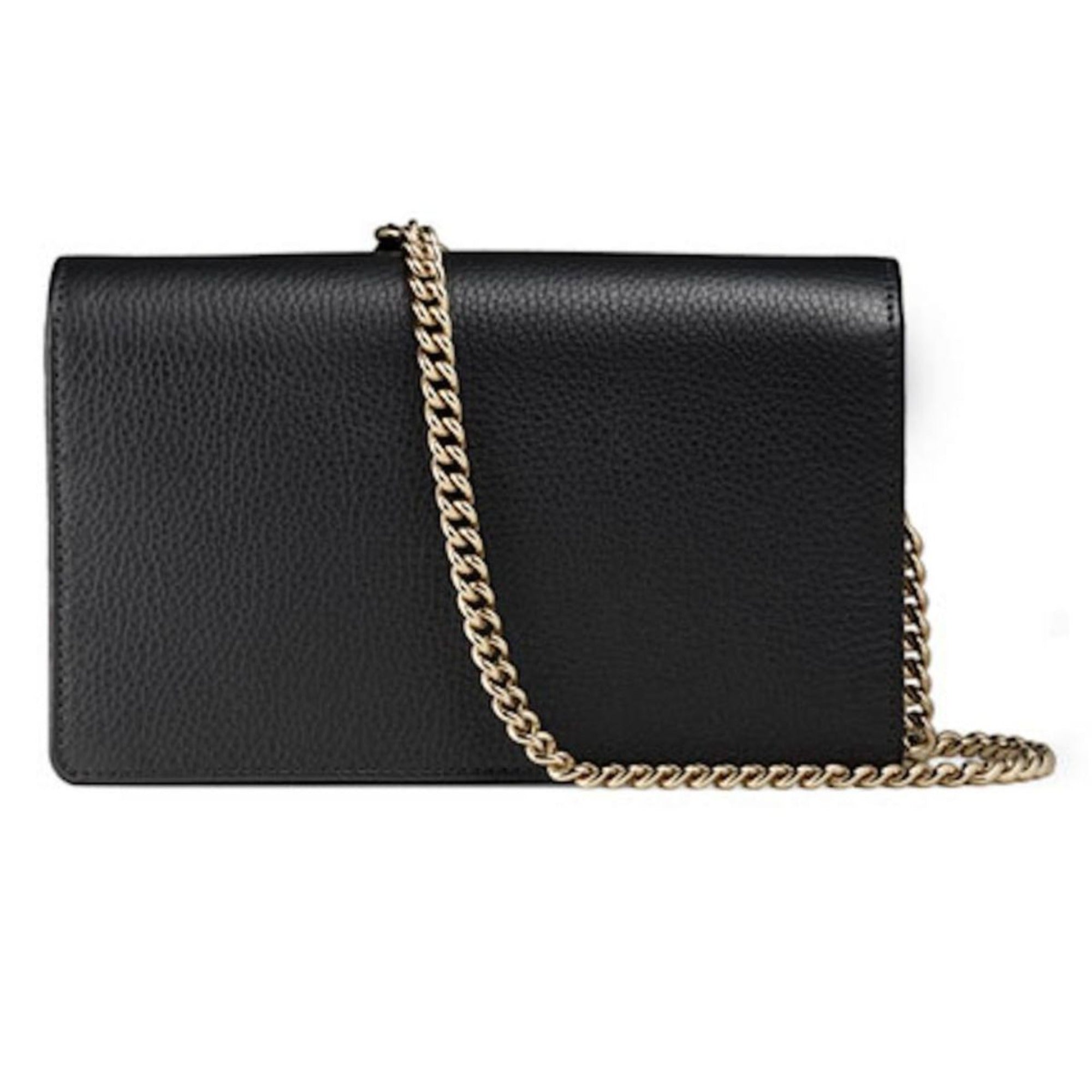 Gucci Soho Wallet on Chain Black Leather Cross Body Clutch Bag available at Queen Bee of Beverly Hills
