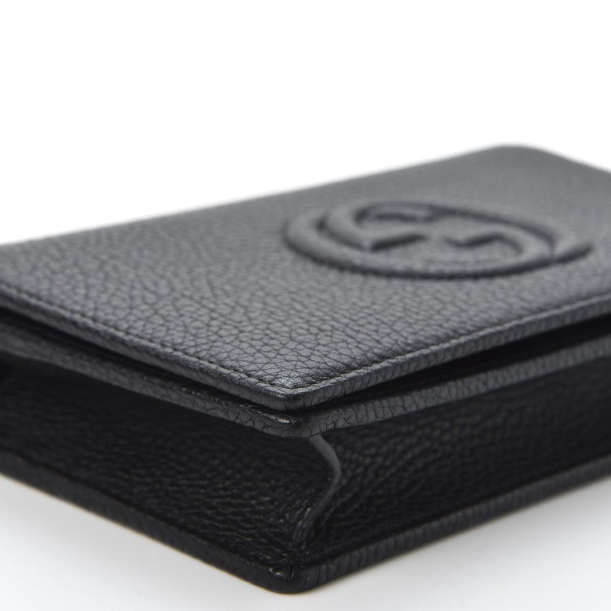 Gucci Soho Wallet on Chain Black Leather Cross Body Clutch Bag available at Queen Bee of Beverly Hills