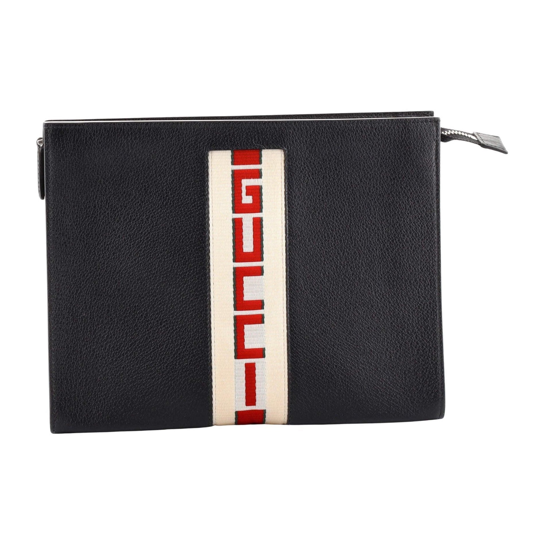 Gucci Sport Black Leather Cosmetic Case 475316 at_Queen_Bee_of_Beverly_Hills