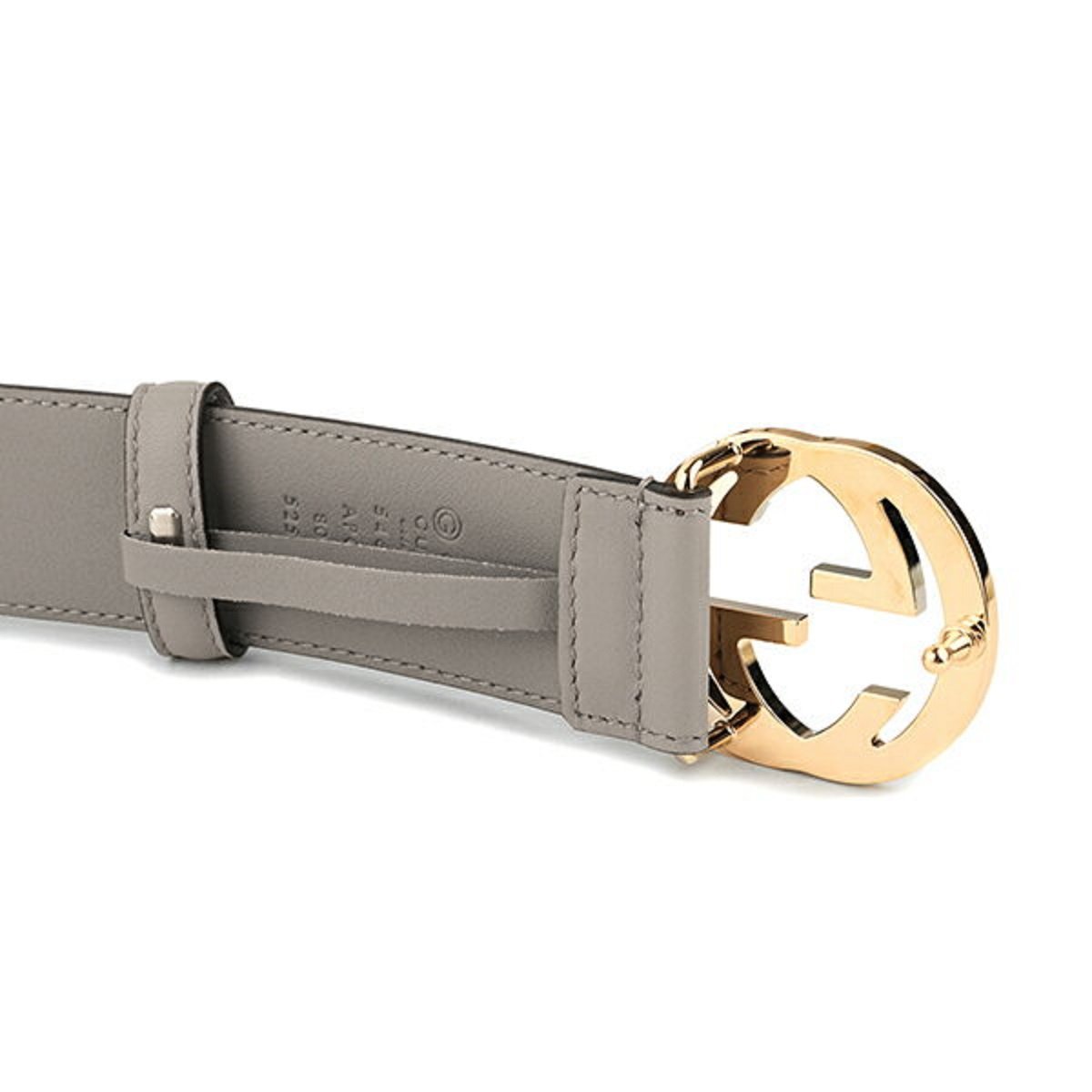 Gucci Storm Grey Leather Interlocking GG Buckle 80/32 Belt 546386 at_Queen_Bee_of_Beverly_Hills