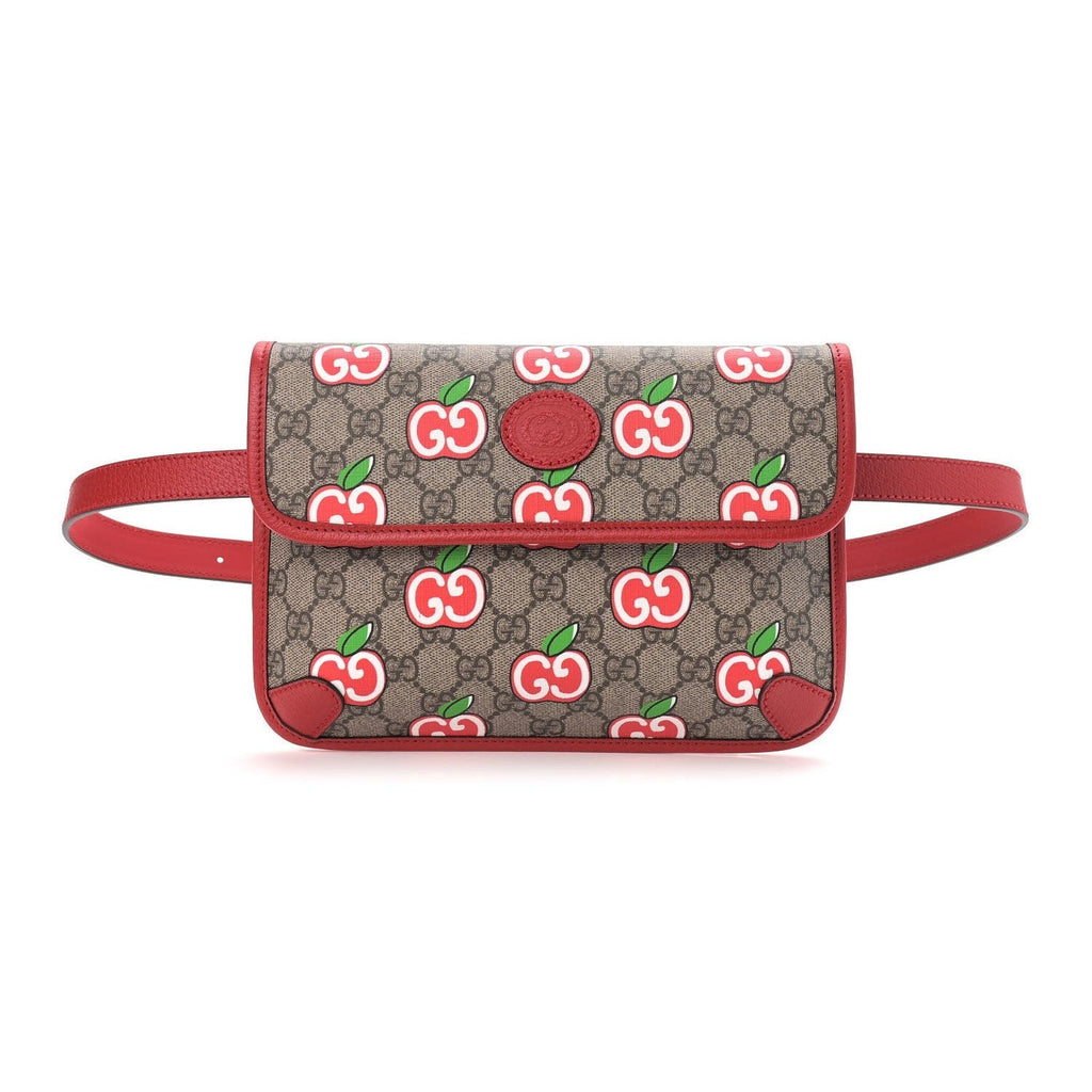 Gucci Supreme Canvas GG Apple Print Belt Bag 625233 at_Queen_Bee_of_Beverly_Hills