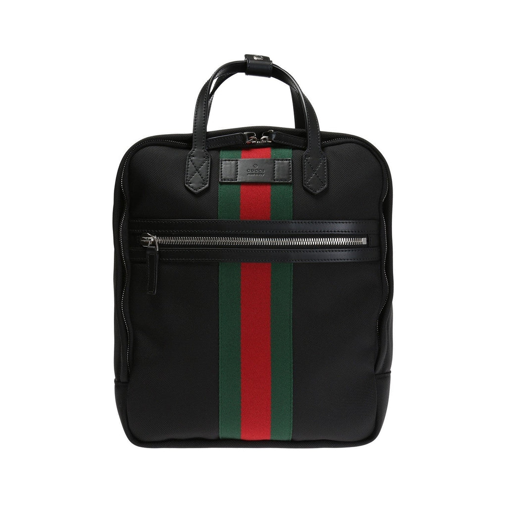 Gucci Techno Black Canvas Web Stripe Backpack 619748 at_Queen_Bee_of_Beverly_Hills