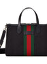 Gucci Techno Web Stripe Black Canvas Large Crossbody Duffle Bag available at Queen Bee of Beverly Hills